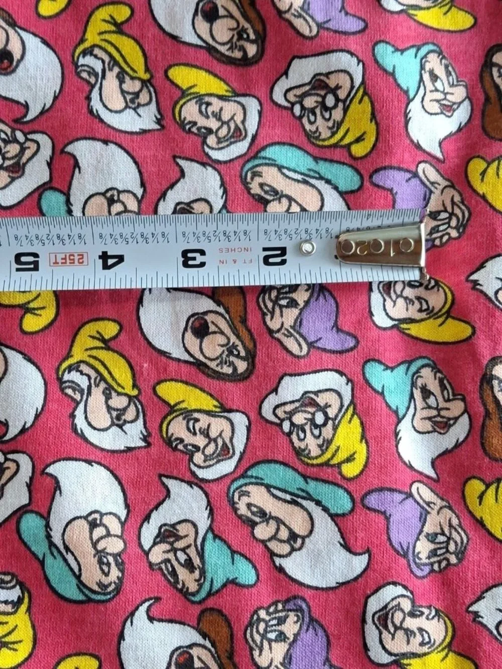 Vtg Disney Snow White & the Seven Dwarfs Fabric Pink Jersey Knit-1.5 yards